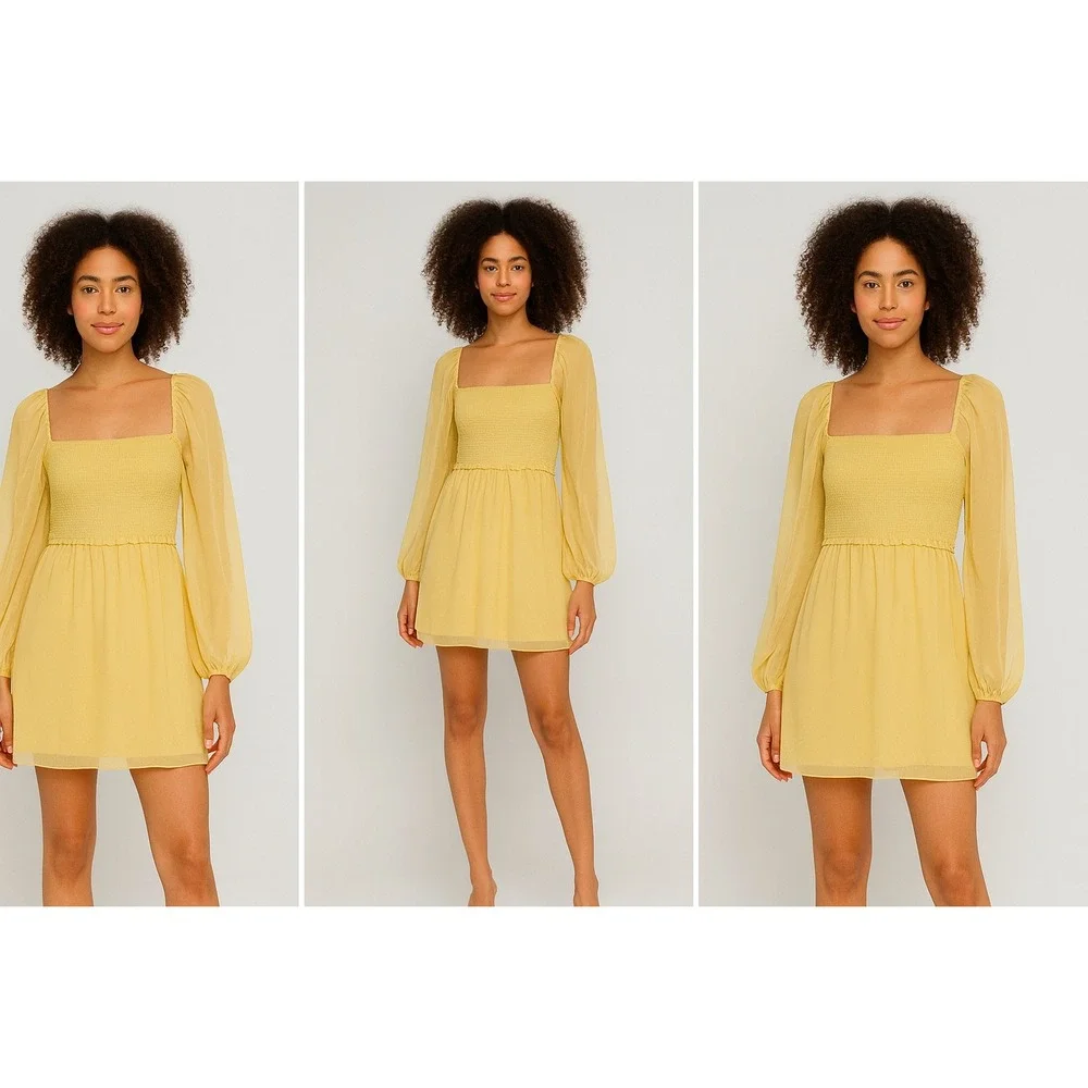 Aritzia Wilfred Tempest Dress‎ Women's 6 Yellow Mini Smocked Heirloom Regency